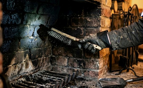 Firebox gone over under a work lamp